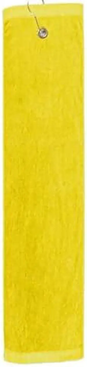 Premium 16 inch x 26 inch Velour Golf Towel with Tri-fold Hook & Grommet Placement-Yellow