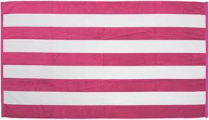TowelSoft Premium Cabana Stripe Velour Beach Towel 35 inch x 60 inch-Hot Pink