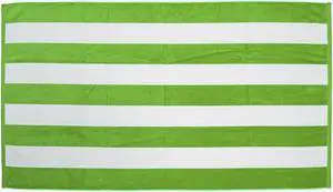 TowelSoft Premium Cabana Stripe Velour Beach Towel 35 inch x 60 inch-Lime