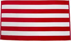 TowelSoft Premium Cabana Stripe Velour Beach Towel 35 inch x 60 inch-Red