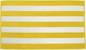 TowelSoft Premium Cabana Stripe Velour Beach Towel 35 inch x 60 inch-Yellow