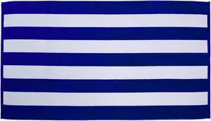 TowelSoft Premium Cabana Stripe Velour Beach Towel 35 inch x 60 inch-Royal