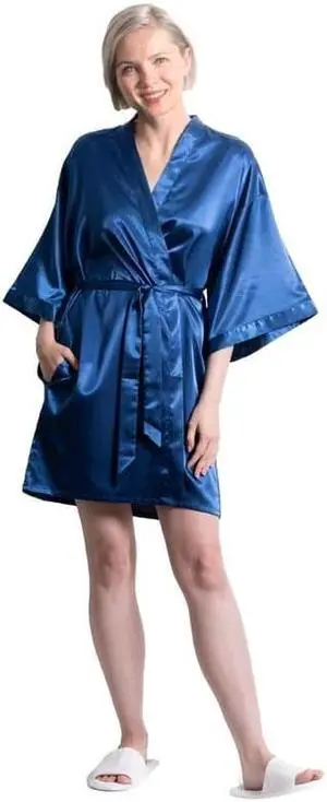 Satin Kimono Midnight Short Robe for Women (Small/ Medium)