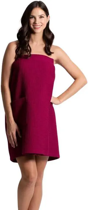 Women's Waffle Body Wrap, Adjustable Closure (Red)