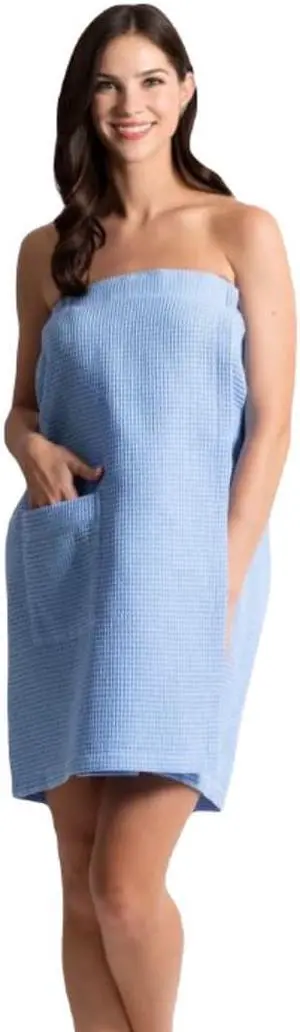 Women's Waffle Body Wrap, Adjustable Closure (Blue)
