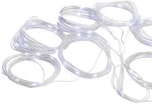 Elegani 300 LED Curtain String Lights  9.8ft x 9.8ft Copper Wire, 8 Lighting Modes, Plug-In, Indoor/Outdoor Fairy Lights for Wall, Window, Party, Wedding, and Holiday Decor-White