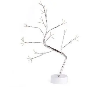 Elegani 60 LED Warm White Tree String Lights  20ft Silver Wire, 4" Spacing, Indoor/Outdoor Use, Ideal for Bedroom, Party, Wedding, and Holiday Decor