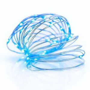 Elegani 100 LED Silver Copper Fairy String Lights  33ft Plug-In with 4" Spacing, Flexible Wire, Indoor/Outdoor Decorative Lighting for Bedroom, Party, Wedding, and Holiday Décor-Blue