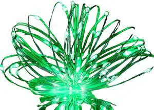 Elegani 100 LED Silver Copper Fairy String Lights  33ft Plug-In with 4" Spacing, Flexible Wire, Indoor/Outdoor Decorative Lighting for Bedroom, Party, Wedding, and Holiday Décor-Green