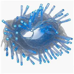 Elegani 100 LED String Lights with Flexible Clear Wire  Blue, Indoor/Outdoor, 33ft, Waterproof, Energy Efficient, Plug-In Holiday & Party Lighting