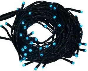 Elegani 100 LED Blue String Lights with Connector  Green Wire, 22 Ft Plug-in Indoor Outdoor Waterproof Holiday Lighting