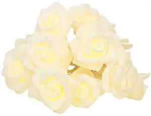 Elegani 20 LED Warm White Rose String Lights  9.5ft Soft PE Flowers for Wedding & Home Decor