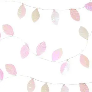 Elegani 20 LED Iridescent Leaf Fairy Lights  7.8ft Silver Copper Wire String Light for Bedroom, Nursery, Wedding, Holiday Décor  Warm White (Batteries Not Included)
