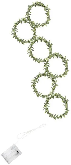 Elegani 96 LED Green Leaf Vine Fairy Curtain Lights  5.2ft x 2ft Hanging Faux Garland Lighted Backdrop with 6 Strands, Warm White Glow, Indoor Outdoor Decorative Wall or Patio Light