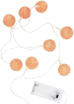 Elegani Rose Gold Woven Copper Ball String Lights  10 LED Mini Globe Lights, Warm White, 2.4ft