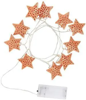 Elegani Rose Gold Moroccan Star String Lights  10 LED Warm White Lights, 3FT Clear Cable