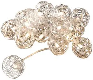 Elegani 10 LED Wire Ball String Light  3ft Flexible Silver Copper Wire with 12" Lead, Mini Decorative Fairy Lights for Bedroom, Table, and Event Decor (Warm White)