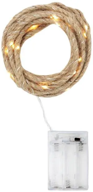 Elegani 30 LED Rope String Lights  8ft Natural Woven Rope with Warm White Fairy Lights for Farmhouse, Wedding, and Holiday Décor