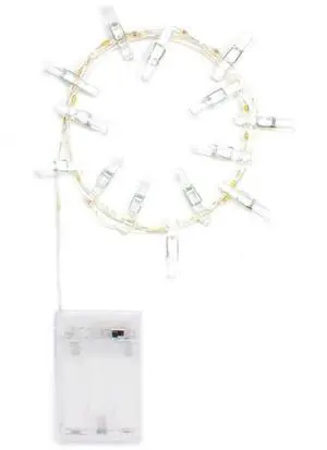 Elegani 15 LED Mini Photo Clip Fairy String Lights  6ft Warm White Silver Copper Wire for Bedroom, Dorm, Wall Photo Display