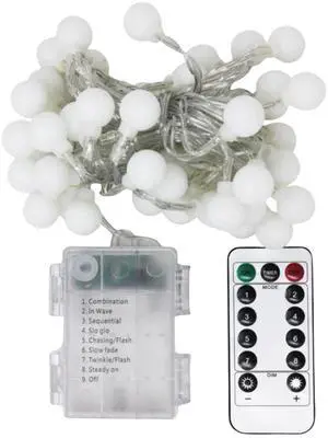 Elegani Frosted Globe String Lights with Remote  50 LED 15.7ft Fairy Lights with 8 Lighting Modes, Warm White Indoor Outdoor Decorative String Light