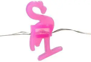Elegani 20 LED Pink Flamingo String Lights  Tropical Decor for Patio, Poolside or Indoor Use, 7 Ft