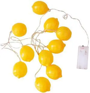 Elegani 10 LED Lemon String Lights  Warm White Indoor Outdoor Décor for Windows, Trees, Railings, Holiday Display