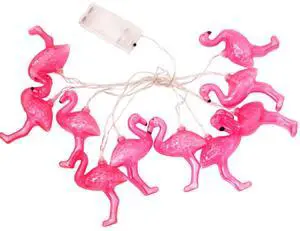 Elegani 10 LED Flamingo String Lights  Warm White Indoor Outdoor Décor for Windows, Gazebos, Deck Railings