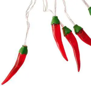 Elegani 10 LED Chili Pepper String Lights  Warm White Decorative Indoor Outdoor Accent Lighting