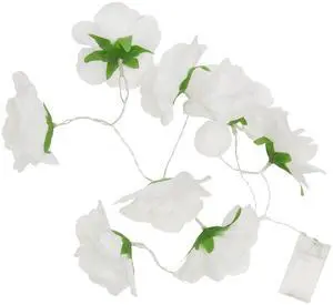 Elegani 8 LED White Flower String Lights  Warm White Floral Fairy Lights for Home and Event Décor