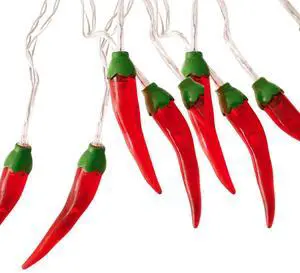 Elegani 20 LED Chili Pepper String Lights  Warm White Indoor Outdoor Decorative Lighting