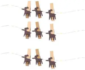 Elegani 20 LED Microdot String Lights with 10 Wood Deer Clips  7FT Copper Wire Indoor Decorative Light Set