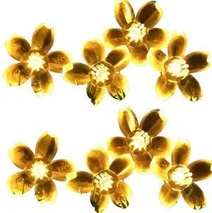Elegani Super Pack-Cherry Blossom Flower LED String Lights  20 Warm White LEDs, 9.5ft Indoor Floral Decor, 12 Pack Display