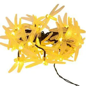 Elegani Solar Dragonfly String Lights  30 LED Outdoor Garden Décor with 8 Light Modes-Warm White