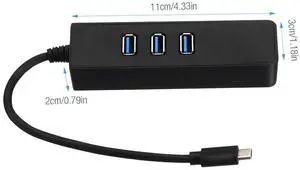 USB-C USB 3.1 Type-C Male to 3-Port USB 3.0 Hub RJ45 Gigabit Ethernet Adapter
