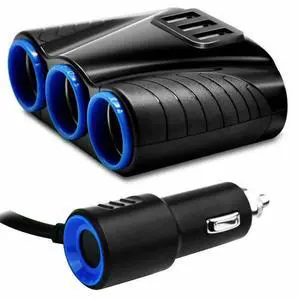 3 Way Car Lighter Socket Splitter Dual USB Charger Power Adapter 12V