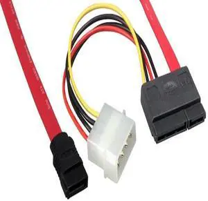 SANOXY Cables and Adapters; 18in Serial ATA Data Cable & Power Adapter, SATA 7-pin + 15-pin to SATA 7-pin + 4-pin Molex