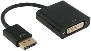 DisplayPort (Male) to DVI (Female) Adapter  1080p@60Hz Video Converter, Gold-Plated, Plug & Play, Black