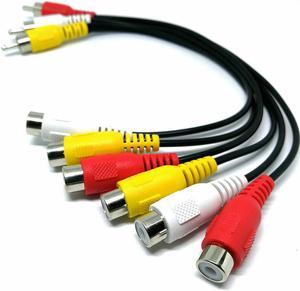 3 RCA Male Jack To 6 RCA Female Splitter