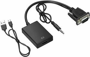 VGA To HDMI Converter 1080P HD Adapter With Audio Cable For HDTV PC Laptop TV