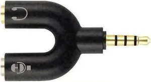 2-Pack 3.5mm Stereo Audio Male To 2 Female Headphone Splitter Cable Adapter black