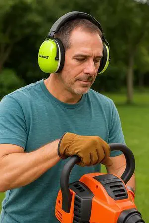Sanoxy Hearing Protection Earmuffs with NRR 26, Adjustable Fit and Soft Cushioned Ear Cups for Work and Outdoor Use-Lime Green