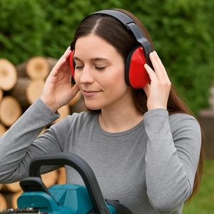 Sanoxy Hearing Protection Earmuffs with NRR 19, Adjustable Headband and Comfortable Cushions for Work and Outdoor Use-Red