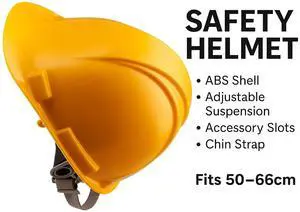 SANOXY Safety Helmet with ABS Shell, Adjustable Suspension, Accessory Slots, and Chin Strap  Fits 5066cm (Yellow)