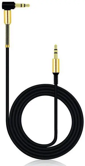 3.5mm Male to M Aux Cable Cord L-Shaped Right Angle Car Audio Headphone Jack (Black)