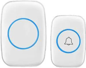 Wireless Doorbell Chime Waterproof Plugin Receiver Adjustable Volume 1000FT Kit-white