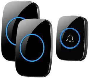 Wireless Doorbell Chime Waterproof Plugin Receiver Adjustable Volume 1000FT Kit-black