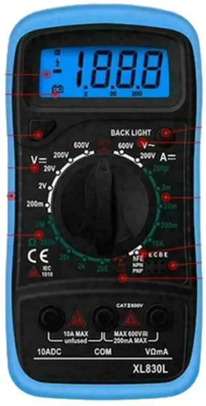 Digital Multimeter AC DC Voltmeter Ammeter Ohmmeter Volt Tester Meter