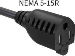 Sanoxy 2ft Outlet Saver Power Extension Cord (NEMA 5-15P to NEMA 5-15R)