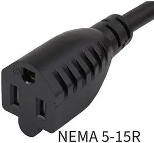 Sanoxy 1ft Ultra Low Profile Power Extension Cord NEMA 5-15P to NEMA 5-15R, Black