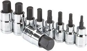 9 Pc 3/8 in., 1/2 in. Drive Metric Hex Socket Set HFJ14